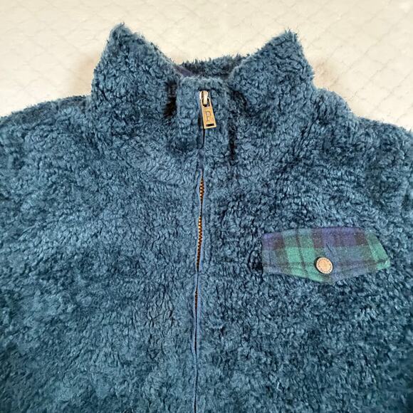 Pendleton Fuzzy Zip Jacket Shearling Fleece Sherpa Dark Blue Women’s Sz L - Picture 2 of 7